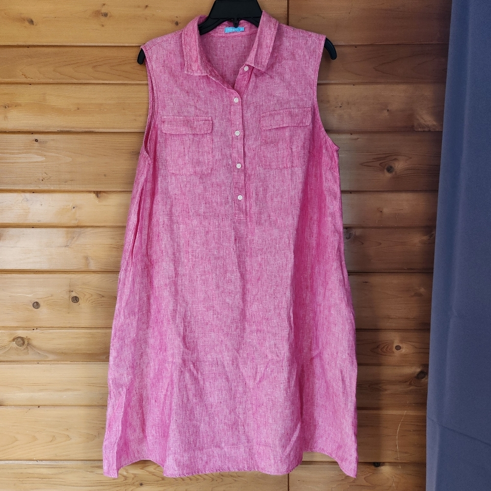J. McLaughlin Linen Sleeveless Dress with Buttons and Pockets size XL